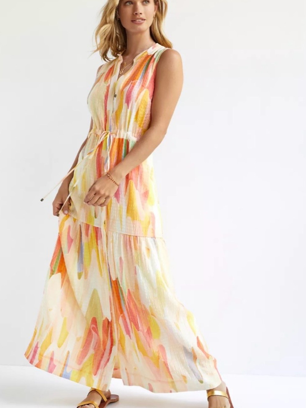 Maeve by Anthro Watercolor Maxi Dress